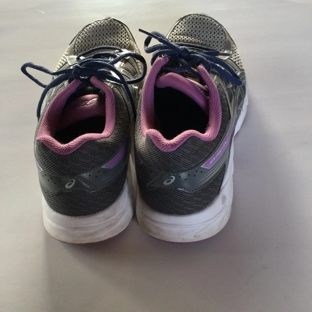 ASICS Gel Contend Gray & Blue Canvas Athletic Running Shoes Size 8.5